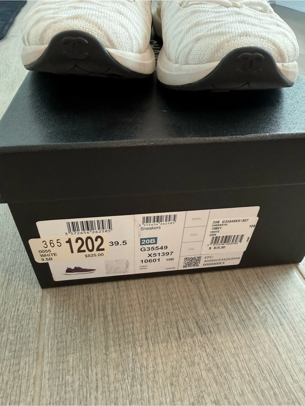 Chanel Women’s White Knit Lace-Up Sneakers